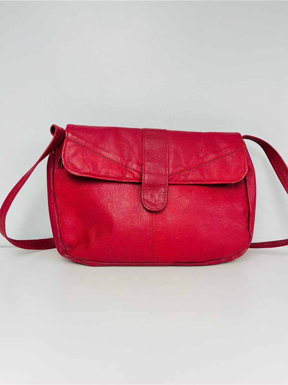 Vintage Red Leather Shoulder Bag